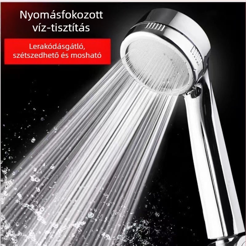 Fürdőszobai nyomásos zuhanyfej készlet — kézi zuhanyfej esőzuhannyal, ABS, kerek, forgatható tartóval, modell 003, 0–100°C, 1,6 MPa