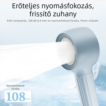 Hetes üzemmódú zuhanyfej, vízkőmentesítés, sűrű permet, vízálló, nyomásfokozó, háziállat masszázs, pulzáló üzemmód, bőrbarát, két üzemmód