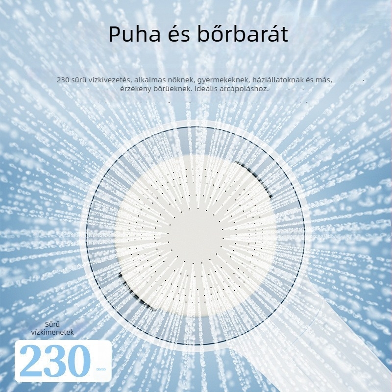 Hetes üzemmódú zuhanyfej, vízkőmentesítés, sűrű permet, vízálló, nyomásfokozó, háziállat masszázs, pulzáló üzemmód, bőrbarát, két üzemmód