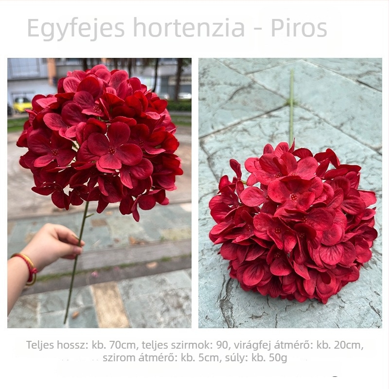 3D hortenzia – lila, hosszú szárú művirág esküvői és otthoni dekorációhoz