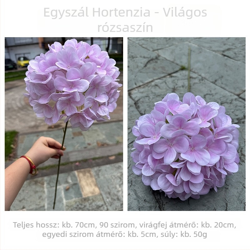 3D hortenzia – lila, hosszú szárú művirág esküvői és otthoni dekorációhoz