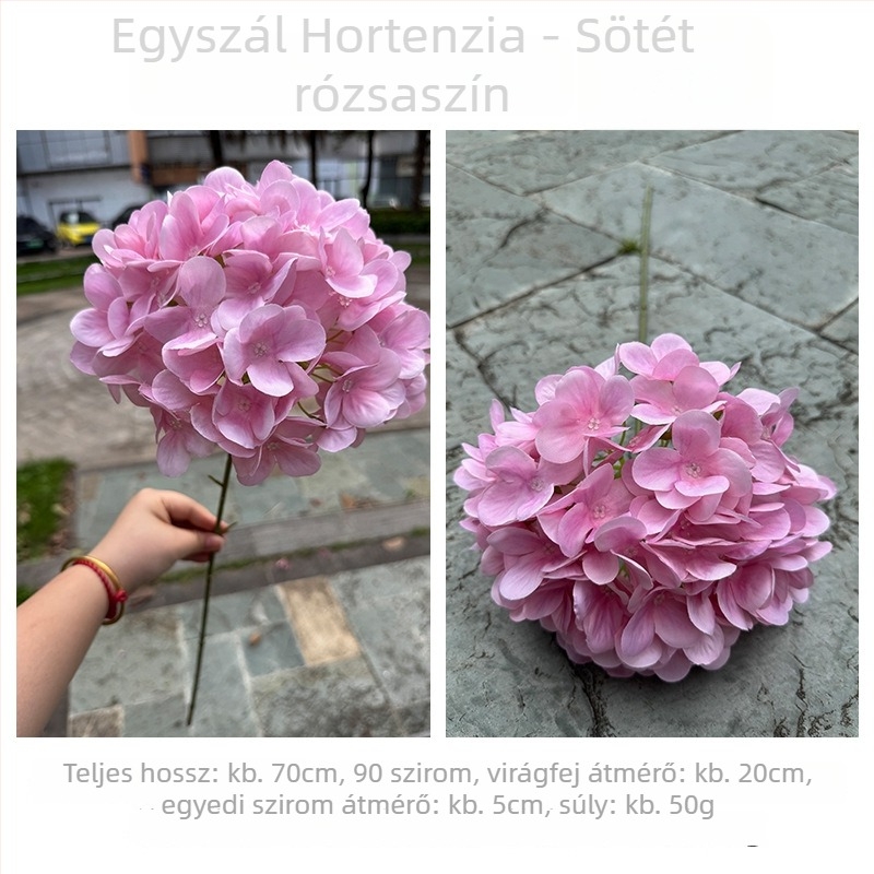 3D hortenzia – lila, hosszú szárú művirág esküvői és otthoni dekorációhoz
