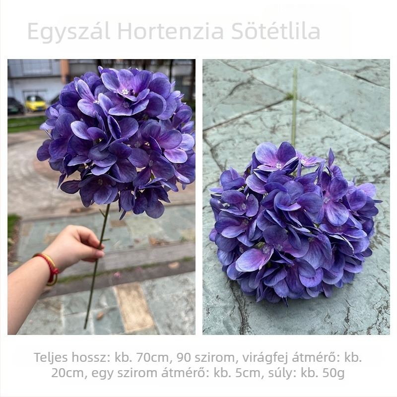 3D hortenzia – lila, hosszú szárú művirág esküvői és otthoni dekorációhoz