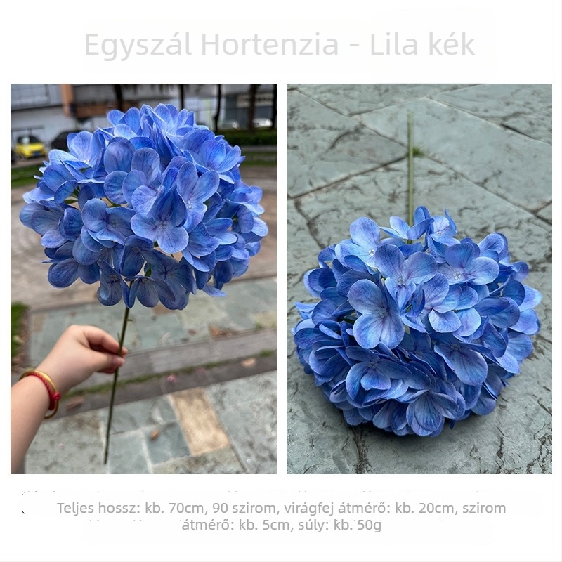 3D hortenzia – lila, hosszú szárú művirág esküvői és otthoni dekorációhoz