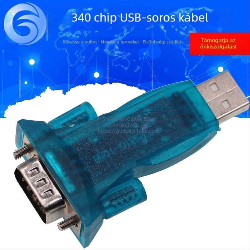 SUNLEPHANT USB–soros adapter RS232-hoz, 9-tűs, 340-chip