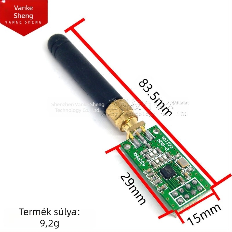Ipari kategóriás vezeték nélküli modul 433 MHz CC1101 adó-vevő modul hosszú hatótávolsággal