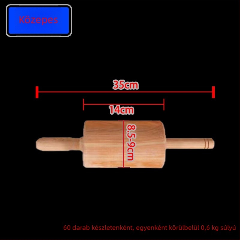 Szilárd fából készült sodrófa üreges központtal, tésztához és sült tészta rudak készítéséhez