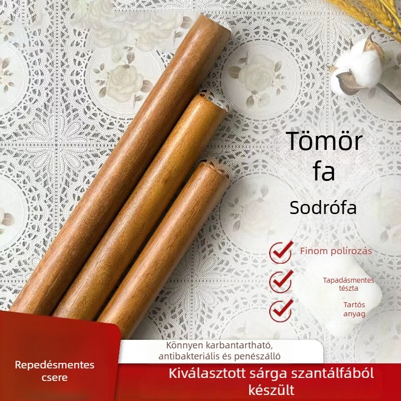 Tömörfa nyújtófa háztartási használatra, kapható kis, közepes és nagy méretben, hosszú, tapadásmentes a gyóza tészta lapokhoz
