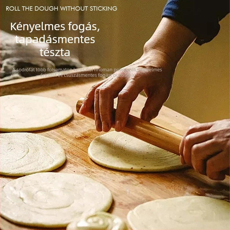 Tömörfa nyújtófa háztartási használatra, kapható kis, közepes és nagy méretben, hosszú, tapadásmentes a gyóza tészta lapokhoz
