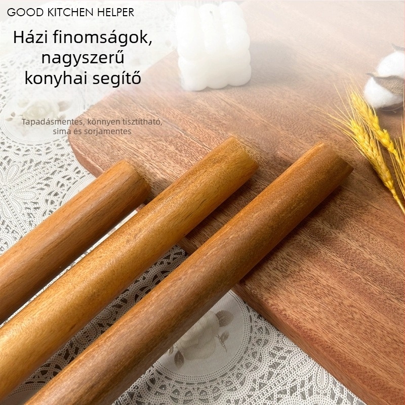 Tömörfa nyújtófa háztartási használatra, kapható kis, közepes és nagy méretben, hosszú, tapadásmentes a gyóza tészta lapokhoz