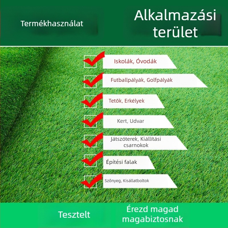 Kültéri műfüves dekoráció — zöld dekoráció kerítésekhez és játszóterekhez