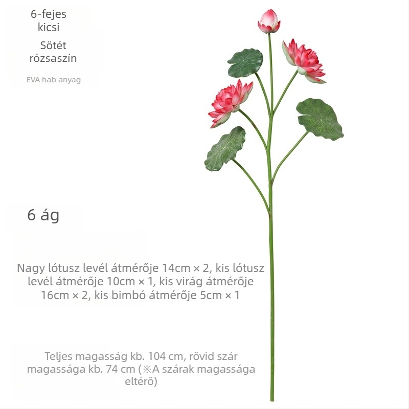 Mesterséges lótusz virág levéllel belső vízdekoráció Buddha szoborral, 60–100 cm