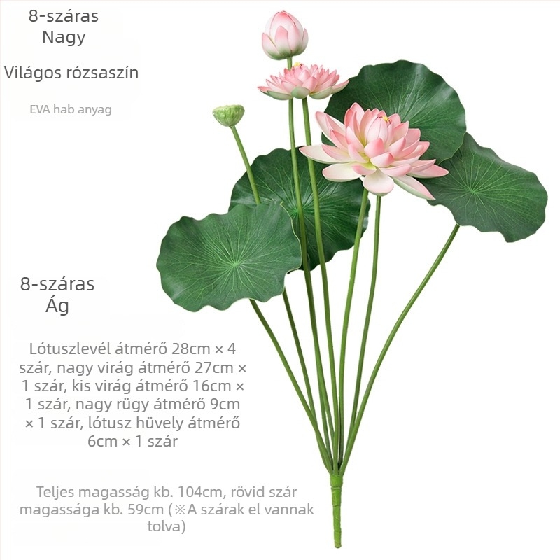 Mesterséges lótusz virág levéllel belső vízdekoráció Buddha szoborral, 60–100 cm