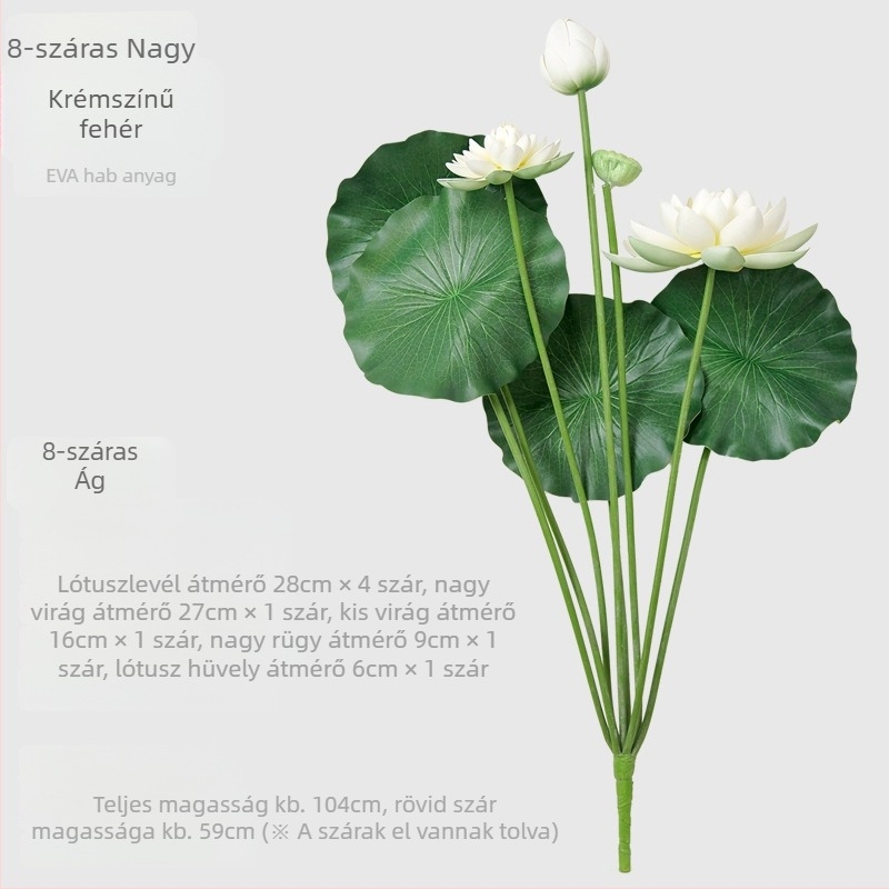 Mesterséges lótusz virág levéllel belső vízdekoráció Buddha szoborral, 60–100 cm
