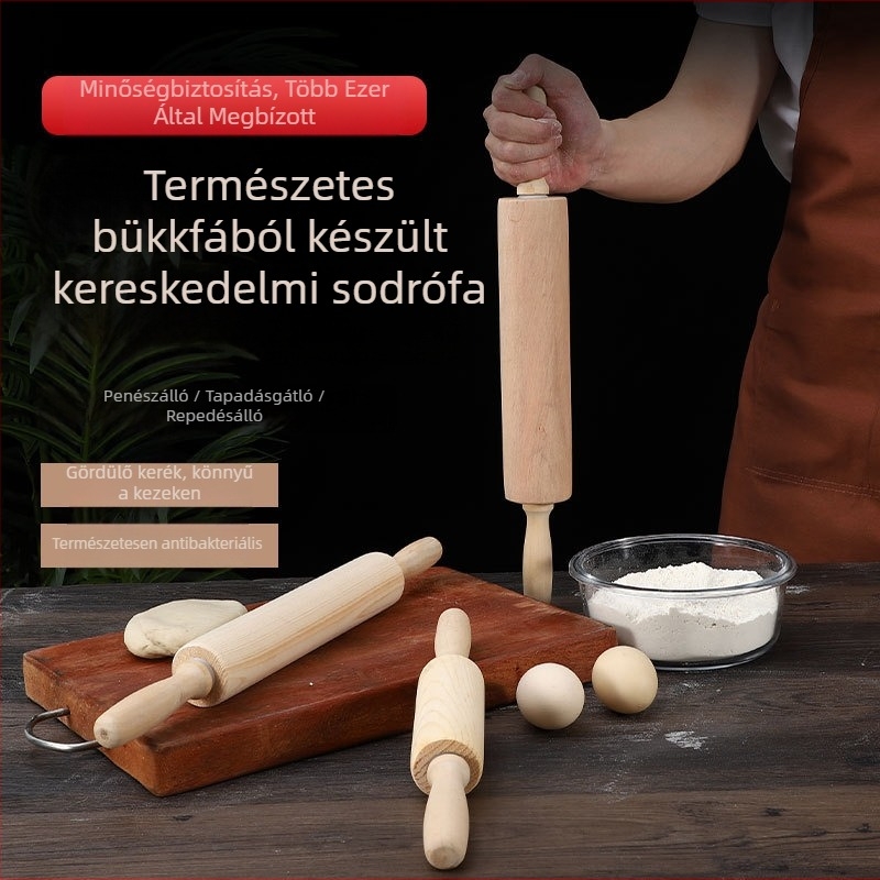 Nagy tömörfa nyújtófa gombócokhoz, tésztához és süteményekhez
