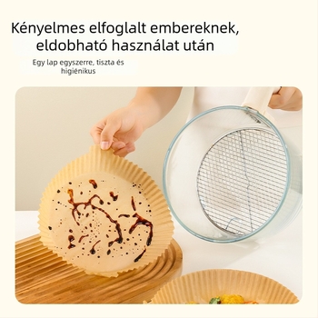 Élelmiszer-minőségű sütőpapír air fryerhez, magas hőmérsékletre, olajálló, tapadásmentes