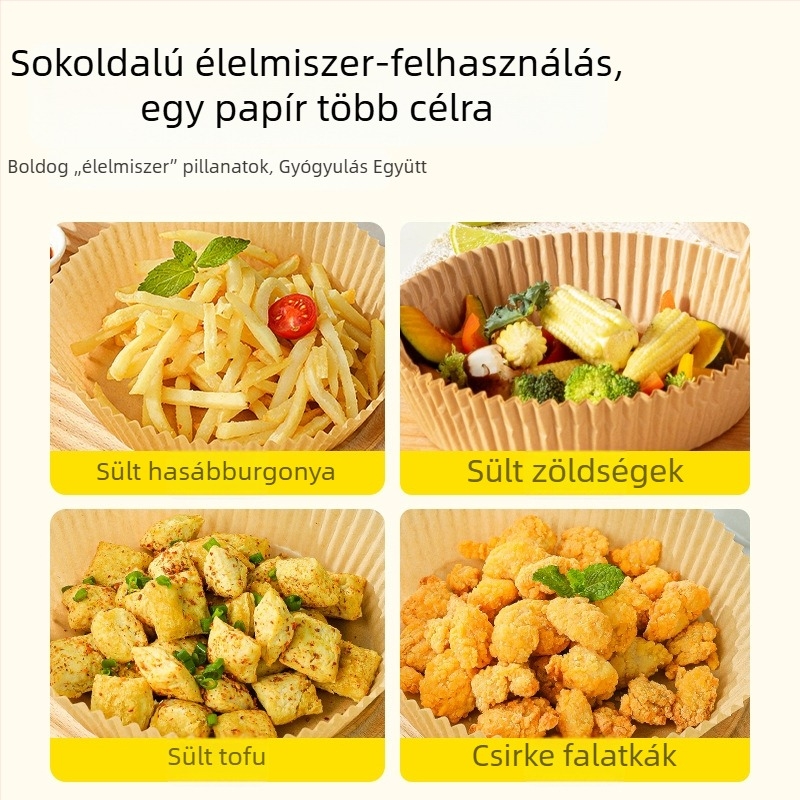 Élelmiszer-minőségű sütőpapír air fryerhez, magas hőmérsékletre, olajálló, tapadásmentes