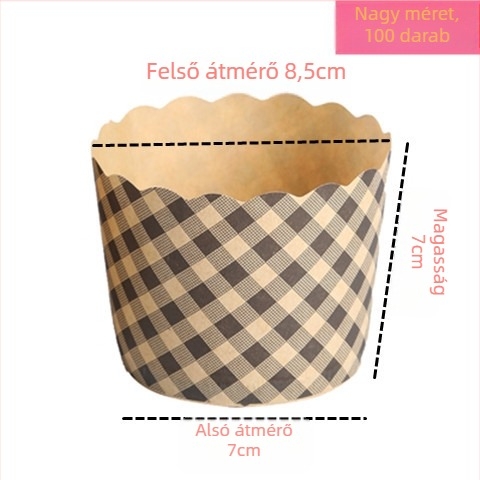Harley muffin poharak, nagy, közepes és kis méretben, vastag laminált papírból készült sütőformák, süteményekhez és kenyérhez, kockás mintával