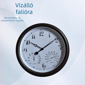 15 hüvelykes vízálló kültéri kerthez készült retro termohigrométeres műanyag falióra