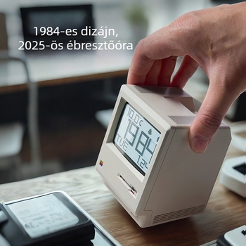 Rétro Mike ébresztőóra digitális kijelzővel, USB töltéssel, naptárral és éjjeli fénnyel – asztali dekoráció