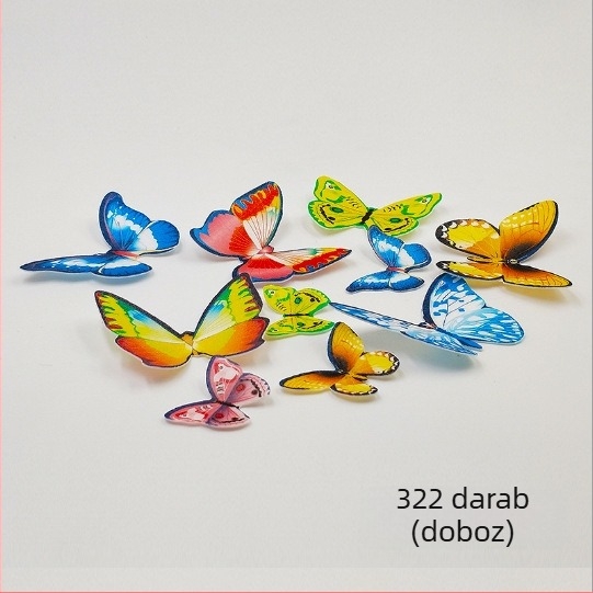 Lepke tortadíszítés ragadós rizspapírból, ehető, 96 darab