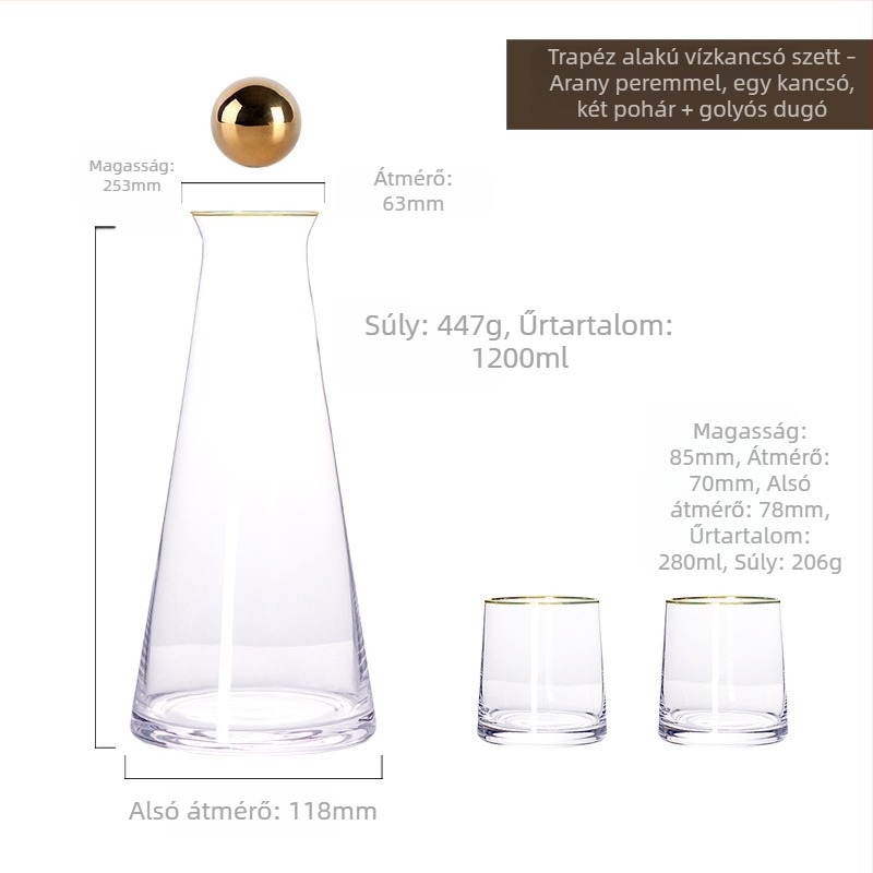 Nordic üveg hidegvíz-kancsó készlet otthonra, kristályüveg, minimalist nappali dizájn