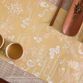 Új kínai stílusú brokát teafogadó alátét, hosszú vízálló textil asztalterítő, zen ihletésű száraz tea alátét