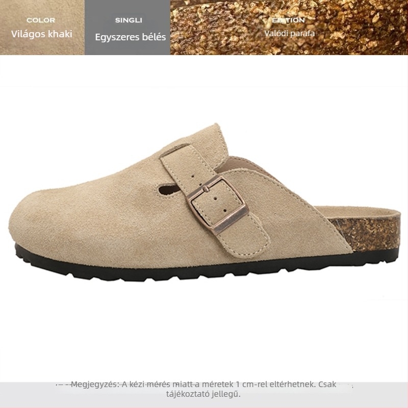 Női Birkenstock-stílusú slip-on cipő valódi marhabőrből, vastag talppal, zárt orral, tavasz–ősz használatra, 2025-ös modell