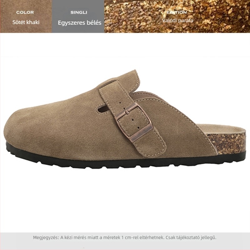 Női Birkenstock-stílusú slip-on cipő valódi marhabőrből, vastag talppal, zárt orral, tavasz–ősz használatra, 2025-ös modell