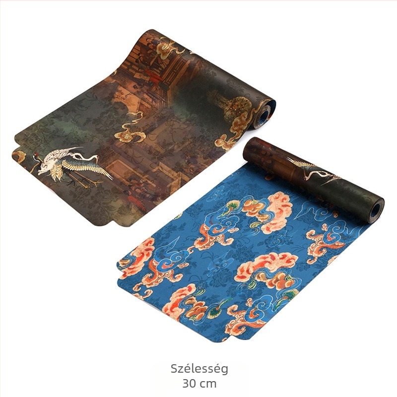 Vízálló kínai stílusú tea alátét, kétoldalas, textil asztalterítő futó, téglalap alakú, nagy méret