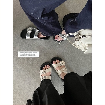 TOUTOU Női vastag talpú papucs, magasságot növelő, Birkenstock-stílusú, valódi bőr, nyár 2026