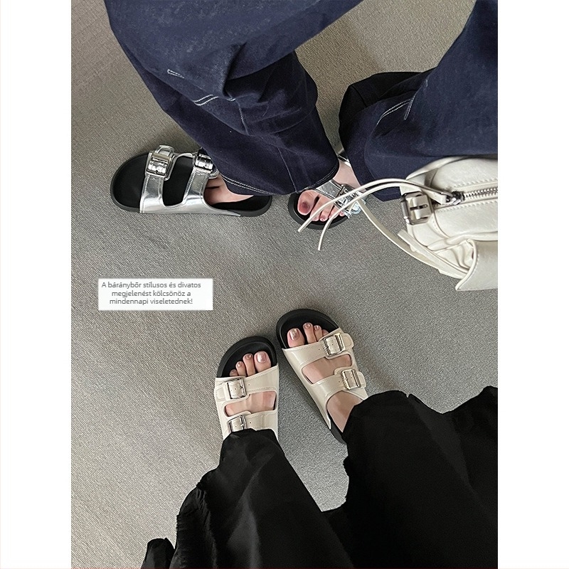 TOUTOU Női vastag talpú papucs, magasságot növelő, Birkenstock-stílusú, valódi bőr, nyár 2026