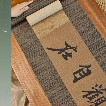 Zen stílusú bambusz teázó asztali futó, bambusz motívumokkal, vízálló