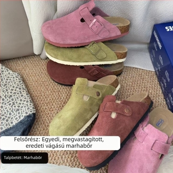 Női marhabőr zárt orrú slip-on papucs, színes, könnyű és lélegző mindennapi viselethez