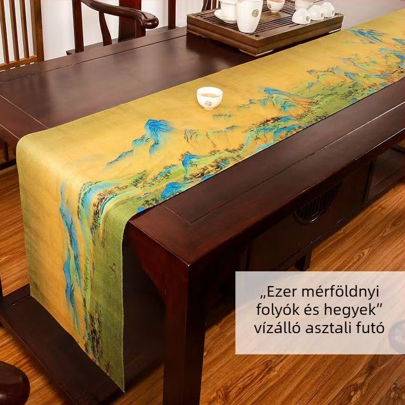 Kínai stílusú bambusz teázó alátét, Zen ihletésű Kung-Fu tea tálca, teaasztal kiegészítők, vízálló bambusz alátét, asztali futó, elegáns teáskészlet