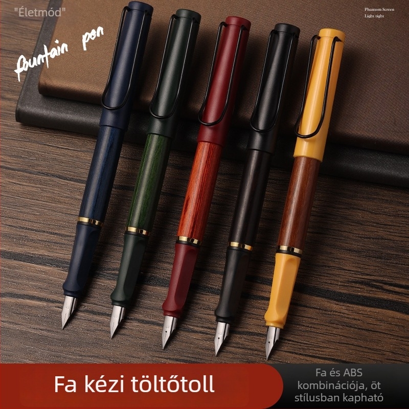 Vintage fa toll tanulóknak, kaligráfia gyakorlásához, tintatartály, gravírozható