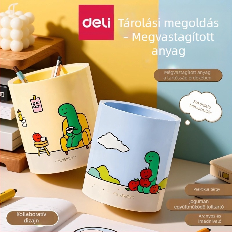 Deli Qiaoguman közös márkás tolltartó, nagy kapacitású, aranyos rajzfilm dizájn, iskolai és irodai asztalhoz