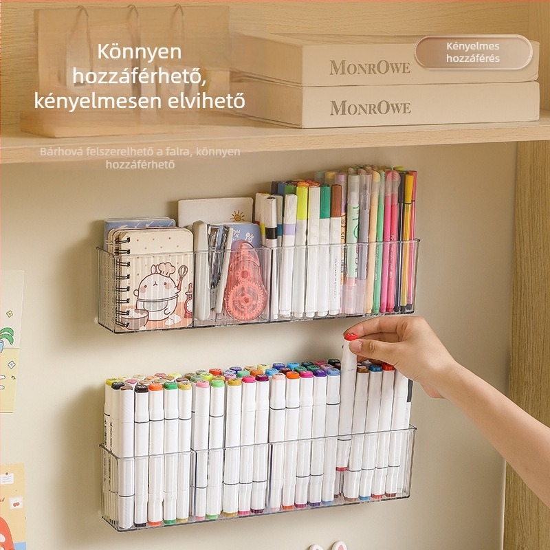 Falra szerelhető marker toll tároló, nagy kapacitású – asztali szervező és akvarell ecset tartó