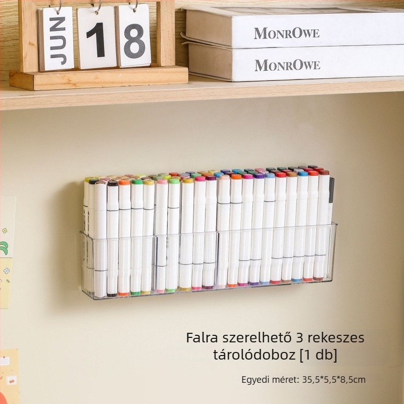 Falra szerelhető marker toll tároló, nagy kapacitású – asztali szervező és akvarell ecset tartó