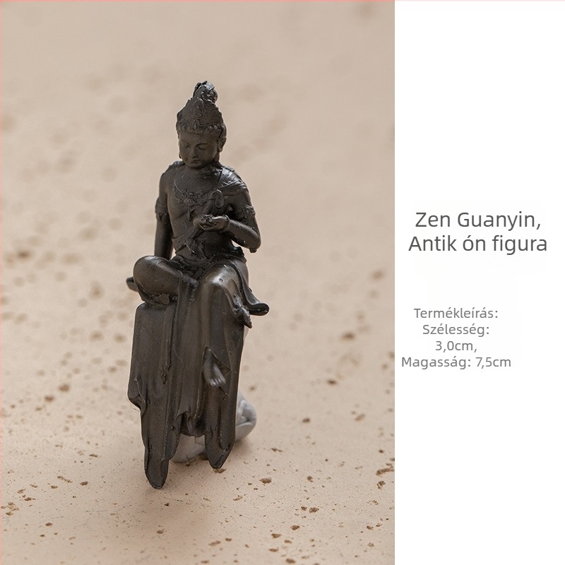 Zen ihletésű Guanyin ón figurka teázóasztalhoz és bejárati dekorációnak
