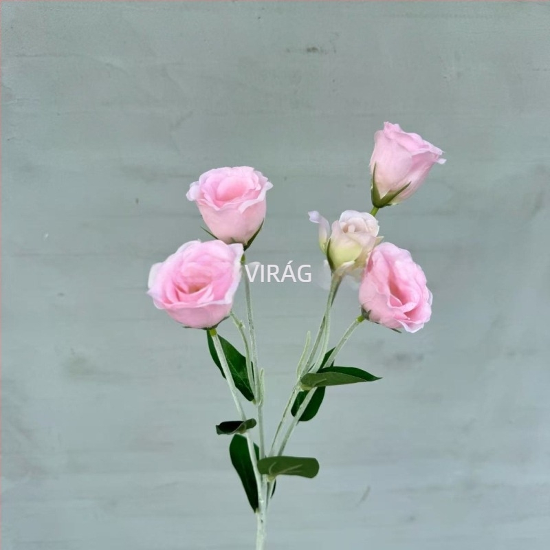 Mű velvet virágok, 6 fejű lisianthus, esküvői virágkötészeti kellékek, illatos indák, hotel előcsarnok dekoráció