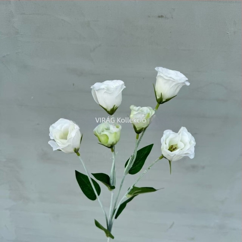 Mű velvet virágok, 6 fejű lisianthus, esküvői virágkötészeti kellékek, illatos indák, hotel előcsarnok dekoráció