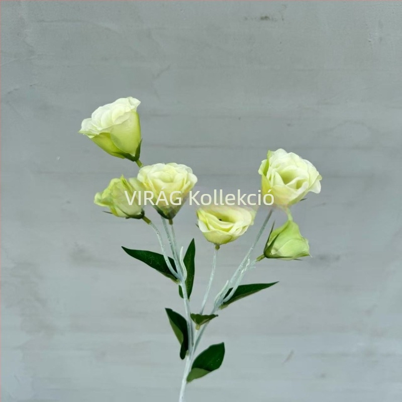 Mű velvet virágok, 6 fejű lisianthus, esküvői virágkötészeti kellékek, illatos indák, hotel előcsarnok dekoráció