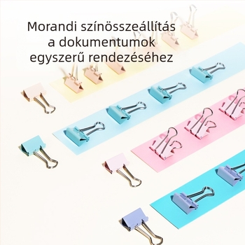 Deli 8556A Morandi színű fém klipek készlete: dovetail típusú klipek, oldalsó sarok klipek, kis klipek és jegyklipek