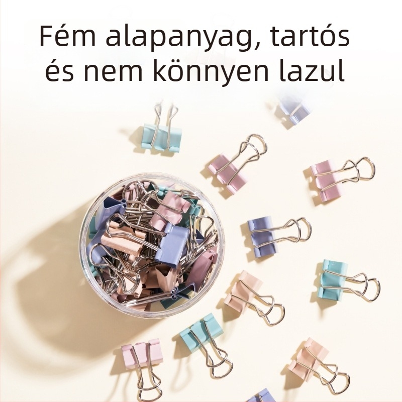 Deli 8556A Morandi színű fém klipek készlete: dovetail típusú klipek, oldalsó sarok klipek, kis klipek és jegyklipek