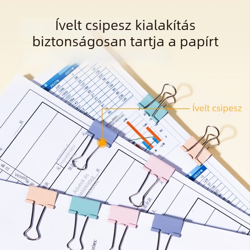 Deli 8556A Morandi színű fém klipek készlete: dovetail típusú klipek, oldalsó sarok klipek, kis klipek és jegyklipek