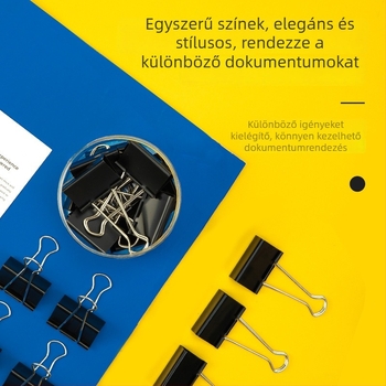 Deli 8561 Fekete hosszú farkú dokumentumklip, 12 darabos készlet, 51 mm, fémből készült