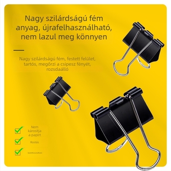 Deli 8561 Fekete hosszú farkú dokumentumklip, 12 darabos készlet, 51 mm, fémből készült