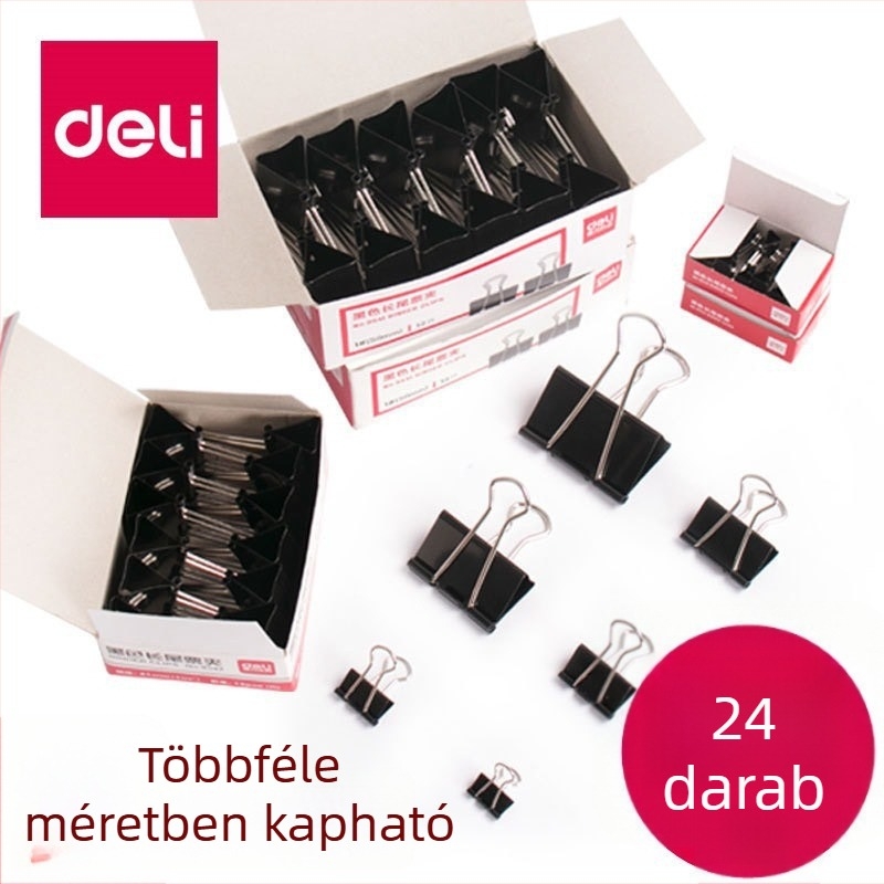 Deli 9544-4 Jegyclip, 25 mm, hengeres, fekete, 12 db / doboz