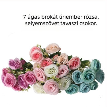 7-ágú rózsacsokor selyemrózsákkal, piros rózsák, virágkompozíció kertdekorációhoz, művirág, magasság 30–100 cm